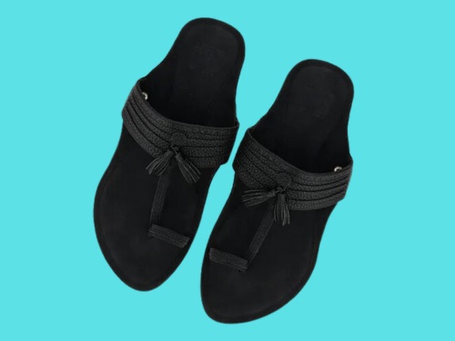 Black Leather Kolhapuri Chappal