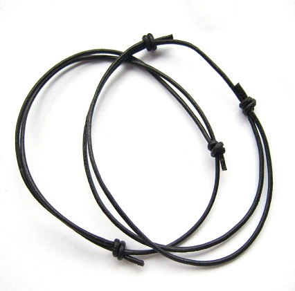 Black Leather String Anklet for Men