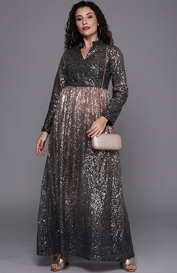 Black Sequin Long Sleeve Salwar Suit