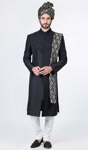 Black Sherwani For Groom