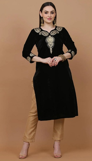 Black Velvet Party Wear Salwar Kameez
