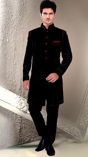 Black Velvet Sherwani Design