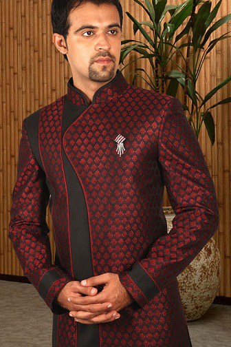 Black and Maroon Sherwani