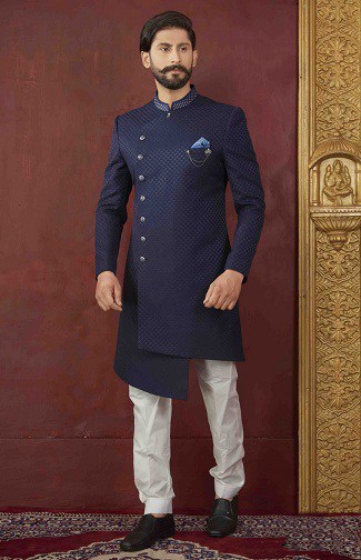 Blue Indo-western Sherwani