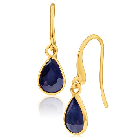 Blue Drop Gold September Birthstone Earrings