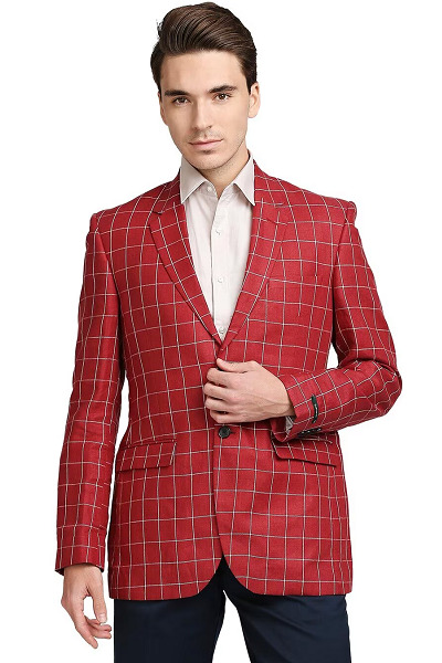 Check Linen Blazer