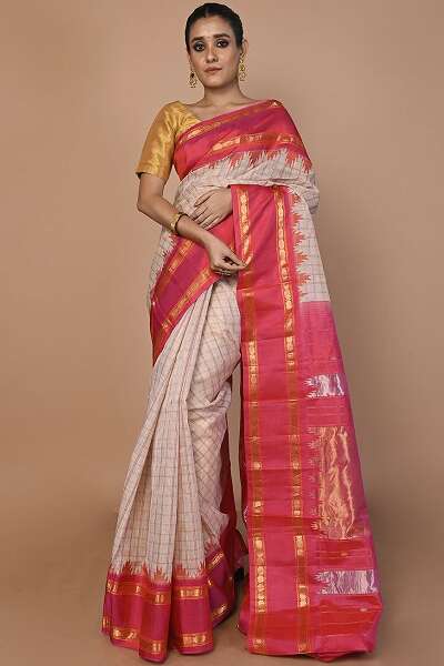 Checks Gadwal Silk Saree