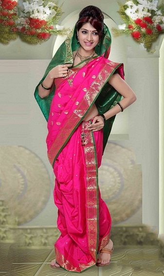 Contrastive Nauvari Saree for Wedding