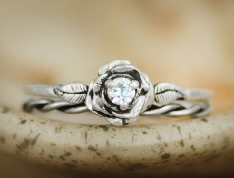 Delicate Rose Ring with Birthstone