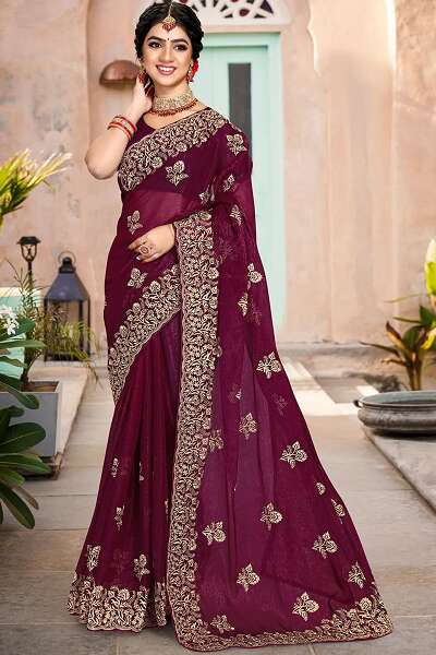 Embroidered Art Silk Saree