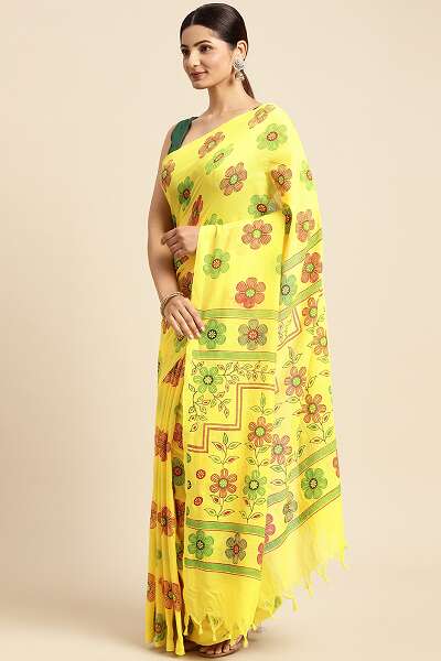 Floral Print Handloom Saree