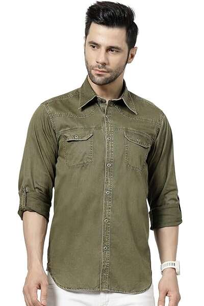 Green Denim Shirt And Matching Pants