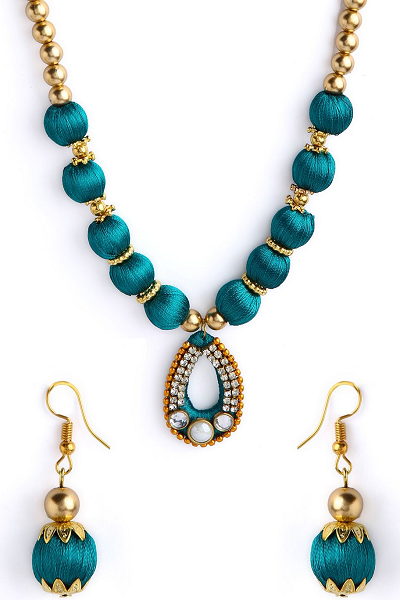 Handmade Silk Thread Kundan Necklace