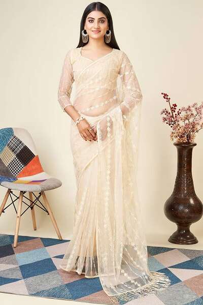 Lace Net Saree