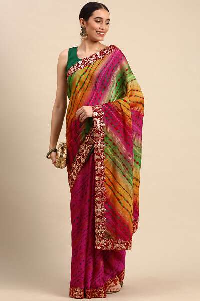 Multi Colour Bandhani Saree