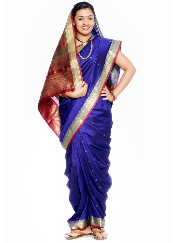 The Blue Nauvari Silk Saree