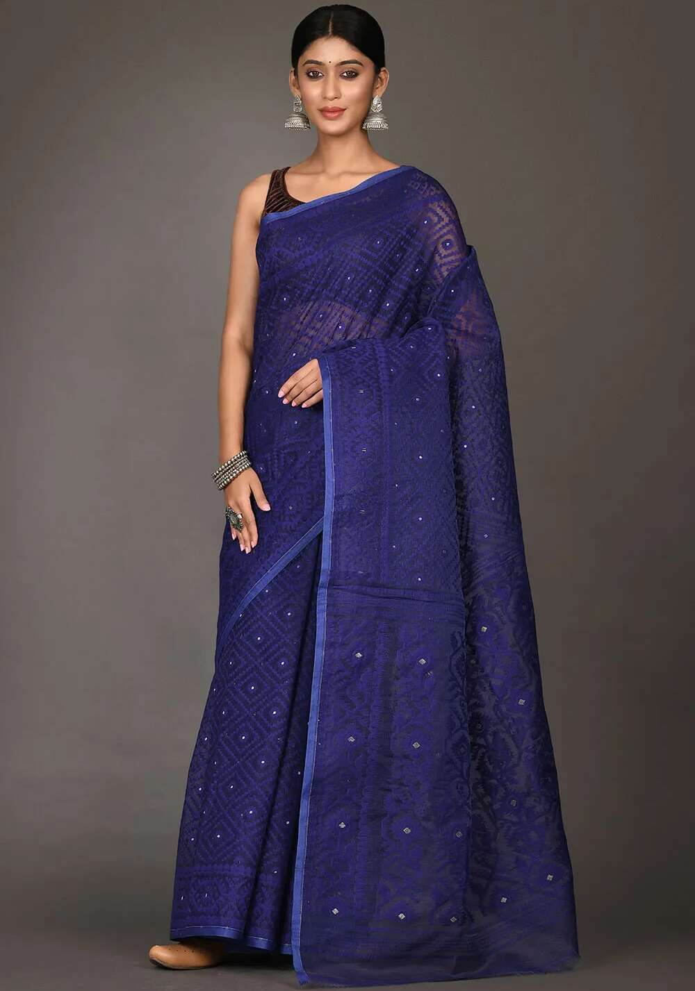 Navy Blue Jamdani Saree