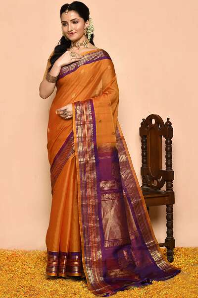 Orange Gadwal Saree