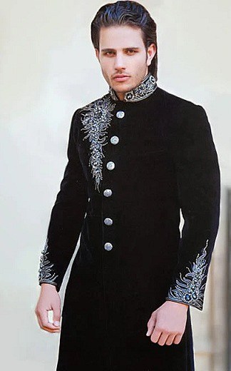 Pakistani Black Sherwani Design