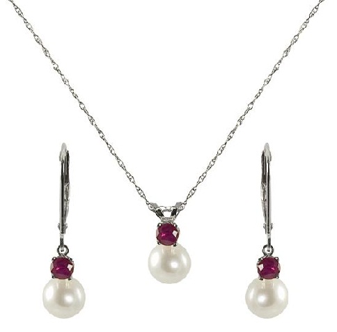 Pearl and Ruby July birthstone jewelry