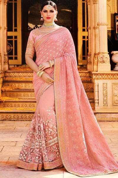 Pink Art Silk Saree