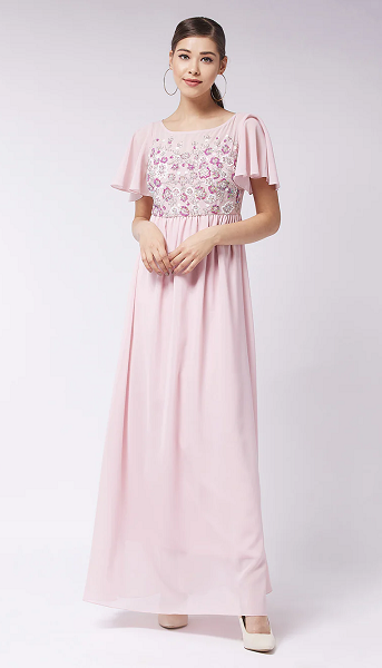 Pink Beads Work Dress