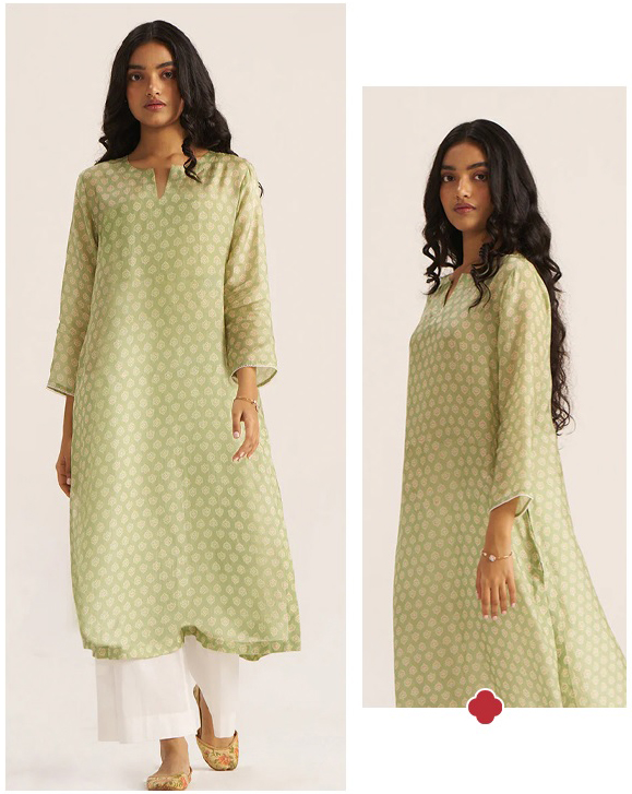 Pistachio Green Silk Kurta