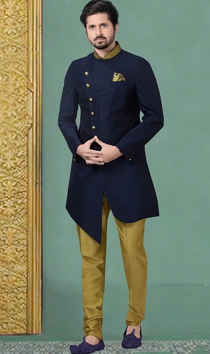 Plain Blue Sherwani