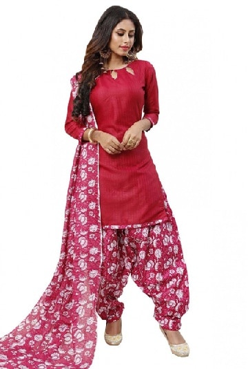 Plain Kameez With Printed Salwar