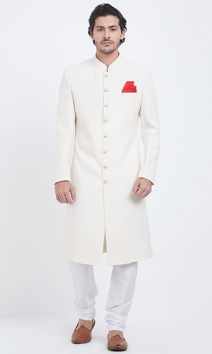 Plain White Sherwani