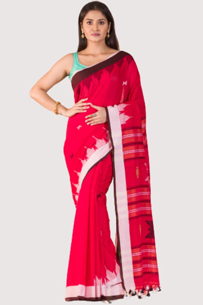 Red Cotton Handloom Saree