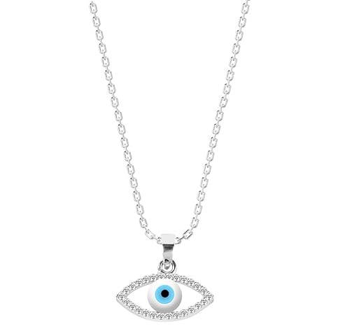 Silver Evil Eye Pendant With Chain