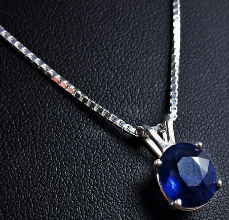 Single Stone Blue Color Pendant Chain