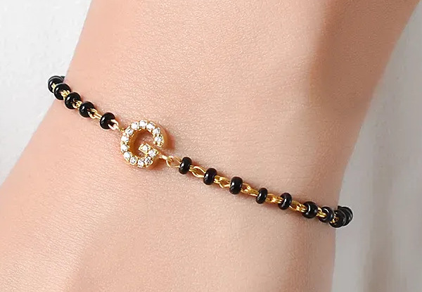 Swarovski Mangalsutra Bracelet With Alphabet