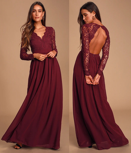 V Neck Open Back Prom Dress