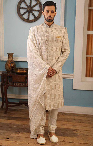 White Designer Sherwani