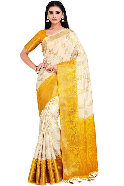 White Kanchi Pattu Saree