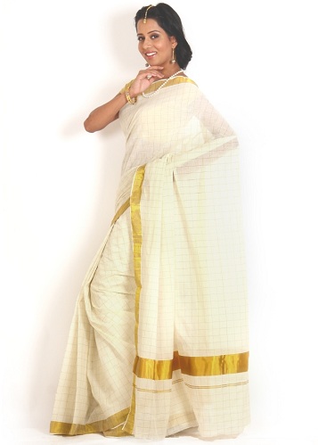 White Onam Saree