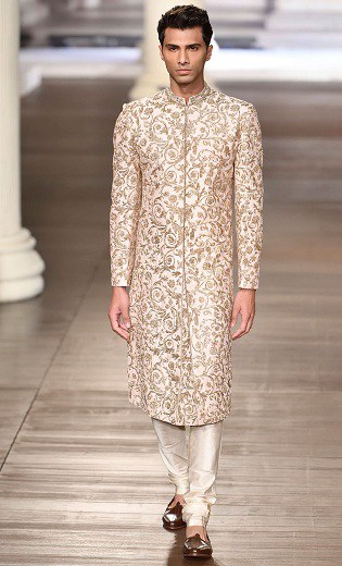 White and Gold Sherwani