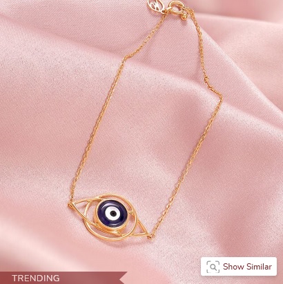 White Gold Evil Eye Pendant Bracelet