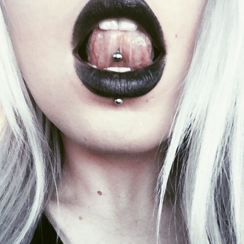 Actress with tongue rings