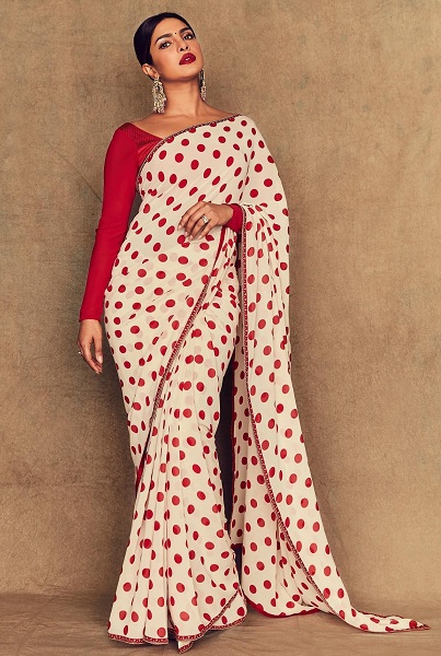Priyanka Chopra In Polka Dot Saree