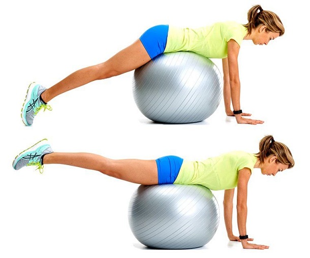 Bent Knee Swiss Ball Reverse Hip Raise - saddlebags fat exercises