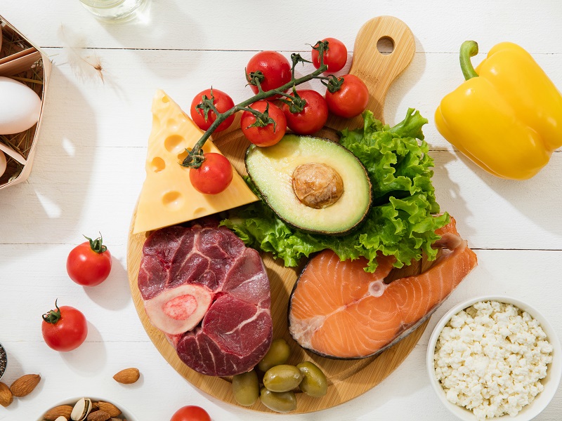 Ketogenic Low Carbs Diet Food Selection On White Background