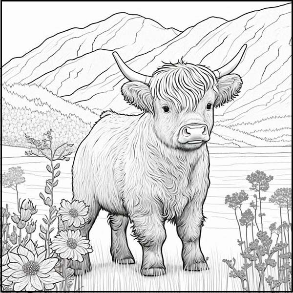 Highland Cow Coloring 