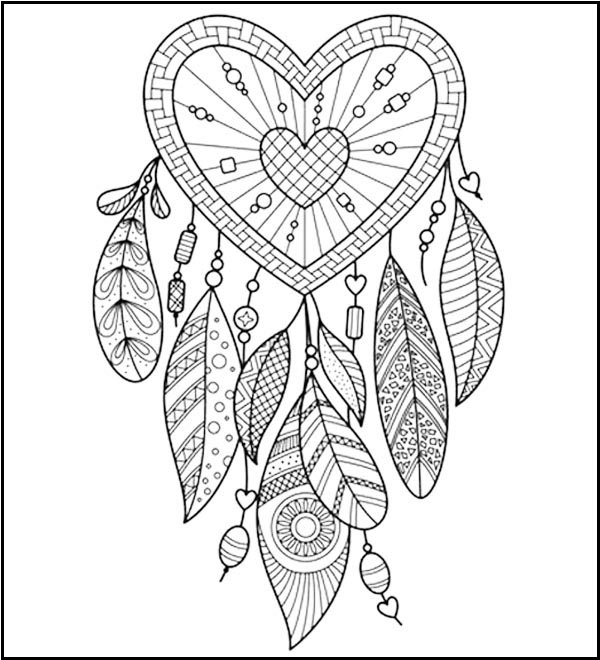Heart Dreamcatcher Coloring