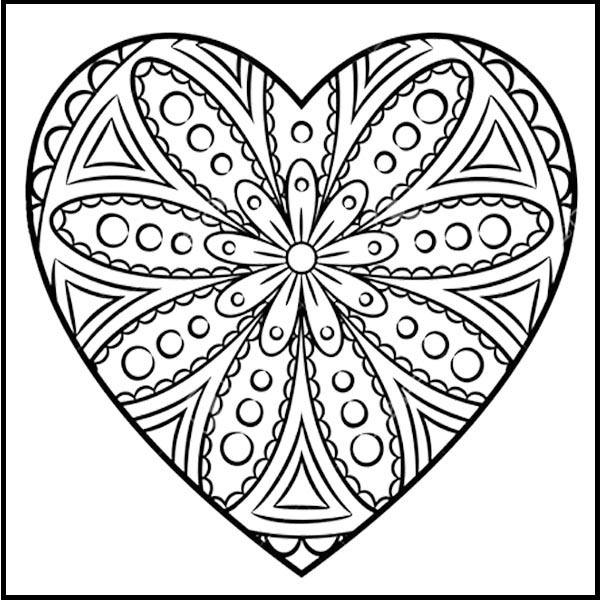 Heart Mandala Coloring Picture