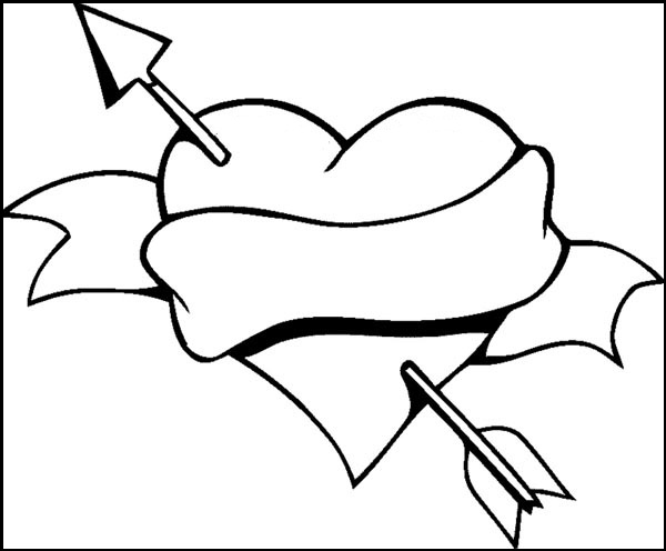 Heart with Arrow Picture to Color