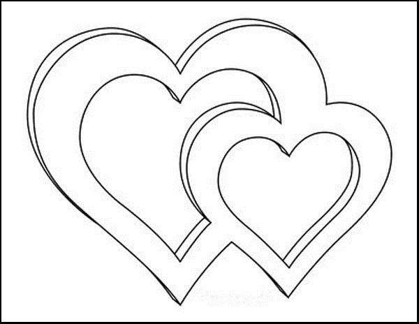 Double Heart Colouing Page