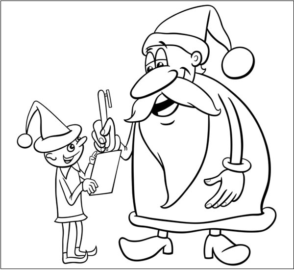 Santa And Elves Coloring